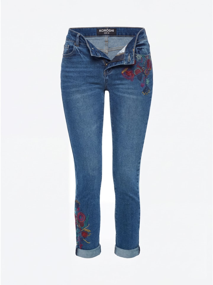 

KOROSHI Джинсы с узором и вышивкой, бюстгальтер пуш-ап синего цвета