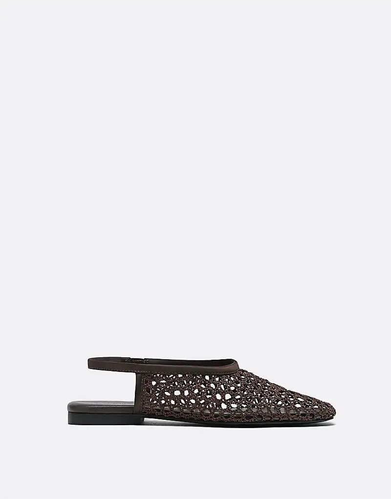 Плетеные балетки Stradivarius коричневого цвета