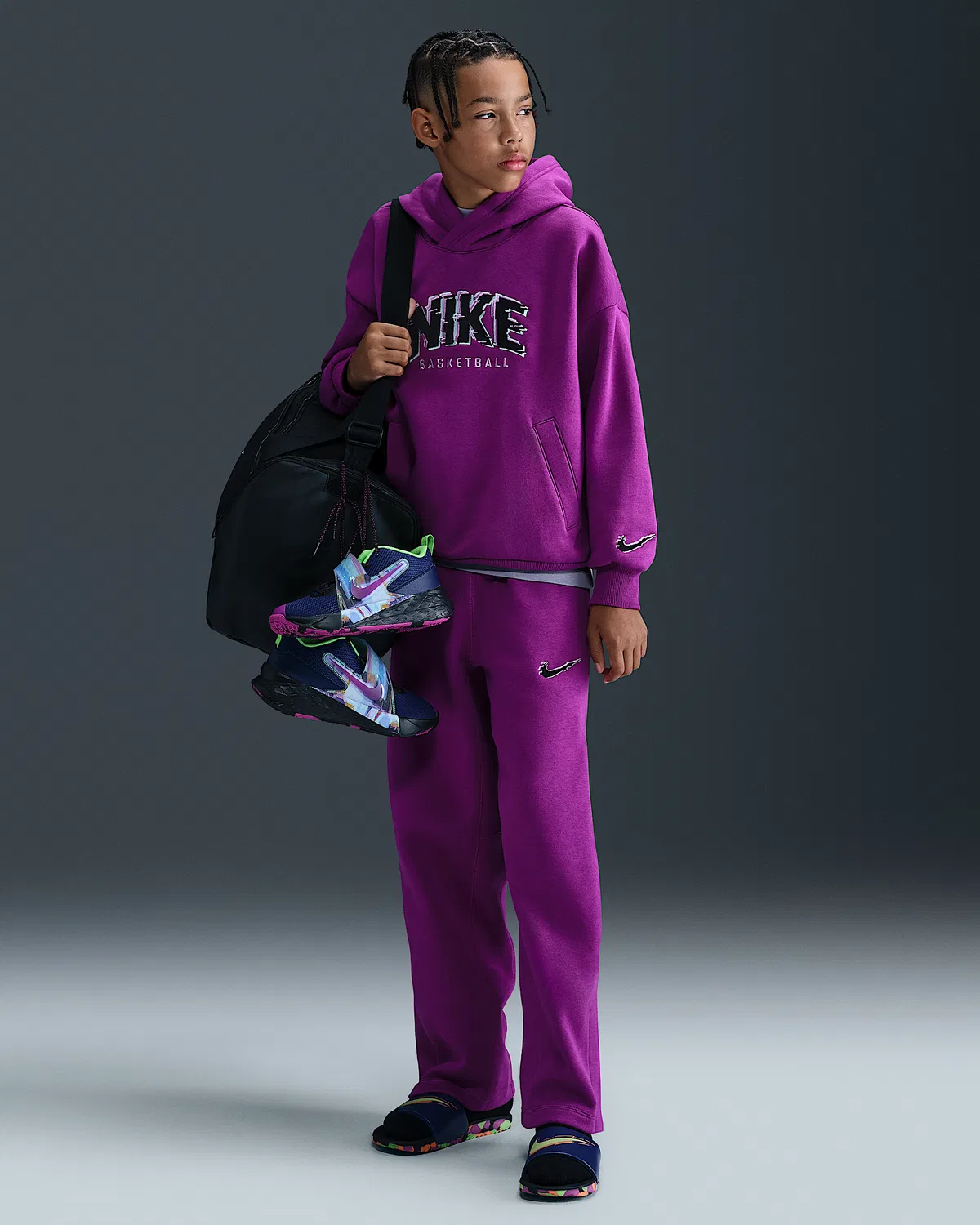 Детские флисовые штаны Nike Culture of Basketball, Bold Berry/Black