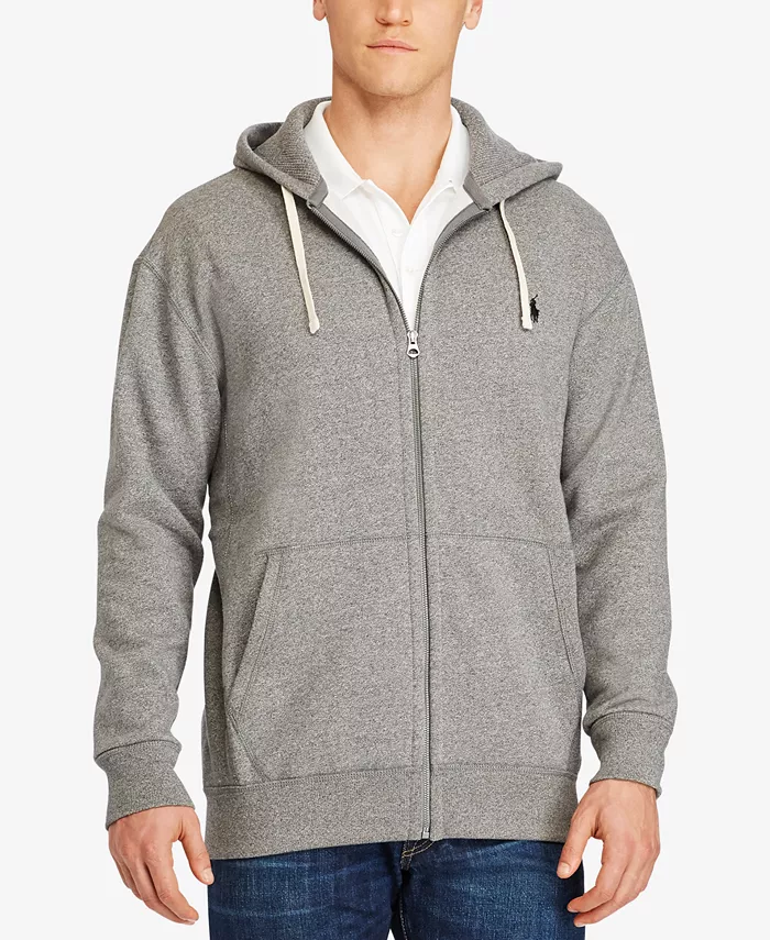 

Мужская толстовка с капюшоном на молнии Signature Fleece больших размеров Big & Tall Polo Ralph Lauren, серый