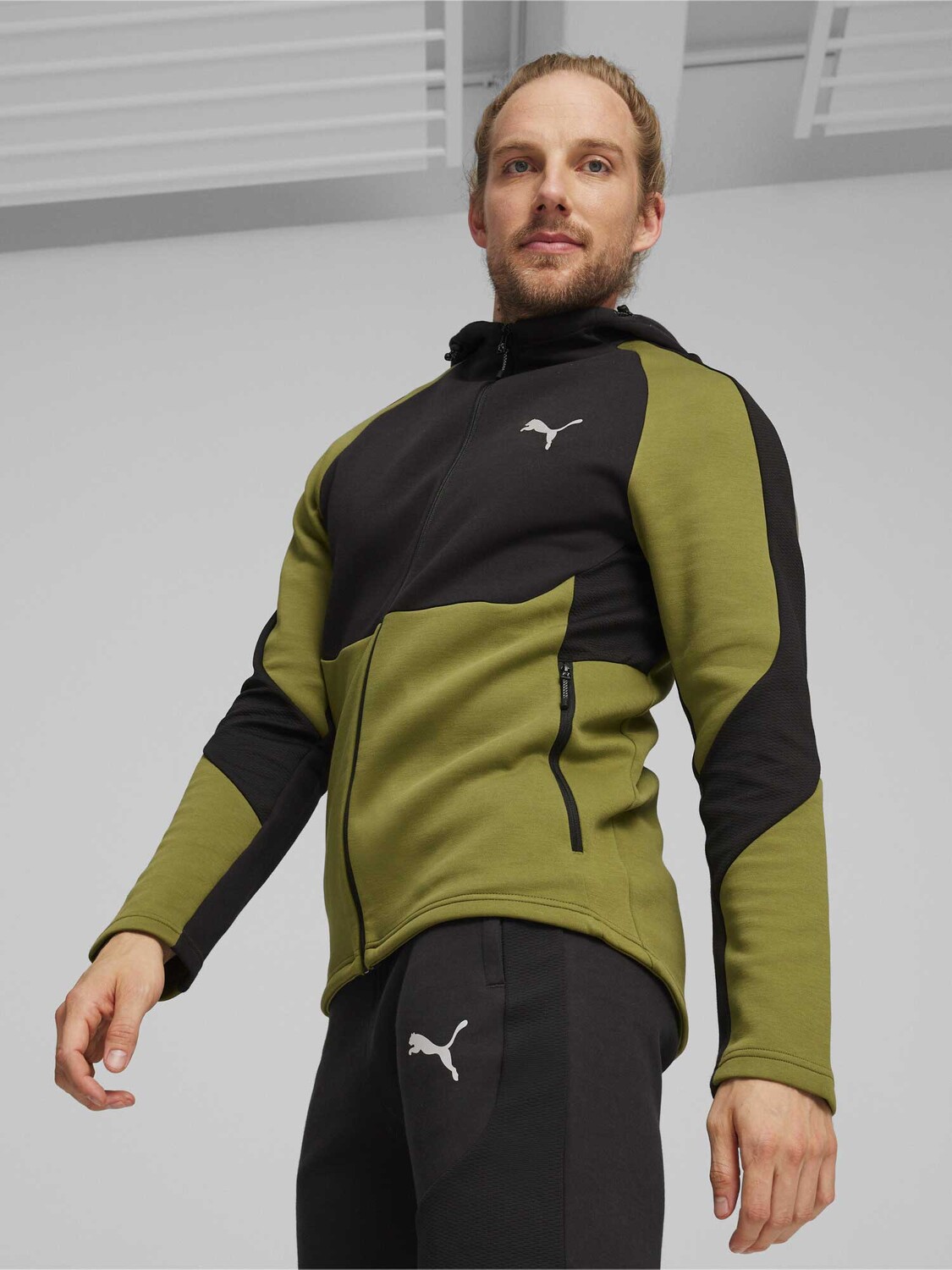 

Толстовка Puma EVOSTRIPE Full-Zip Hoodie DK, зеленый