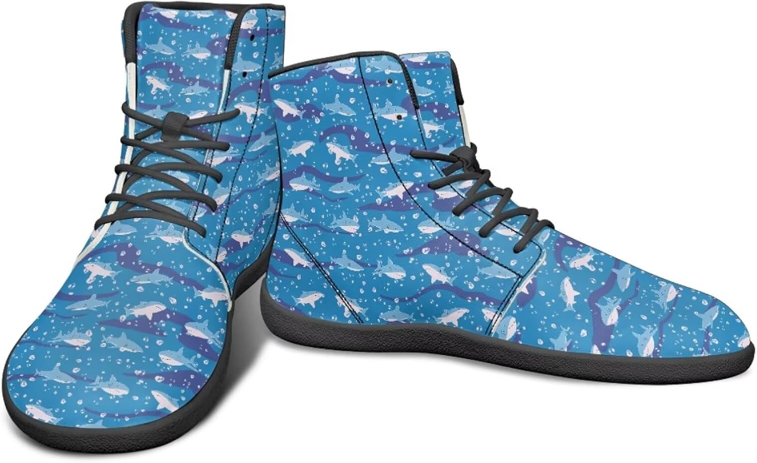 

Высокие кроссовки с животным принтом для мужчин, босоножки, противоскользящие беговые кроссовки, заземленная обувь, повседневные спортивные кроссовки Watdotory, Shark Bubble Pattern