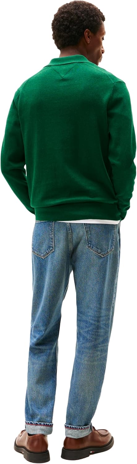 Мужской свитер-поло Tommy Hilfiger из хлопка и кашемира с длинными рукавами, Ornamental Green Heather — фото 4