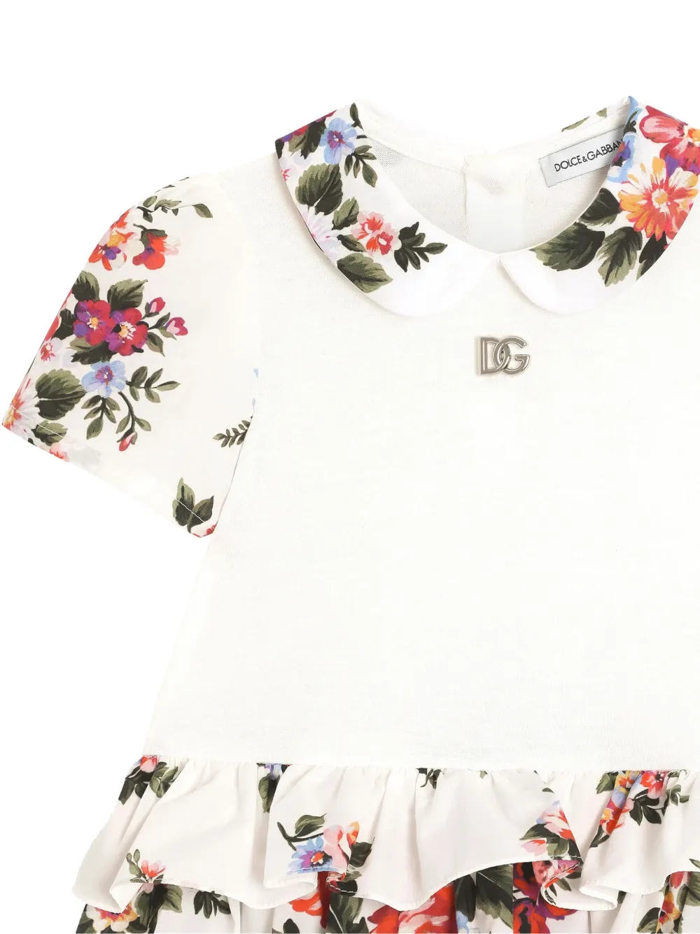 Боди с букетным принтом Dolce & Gabbana Kids, белый — фото 3