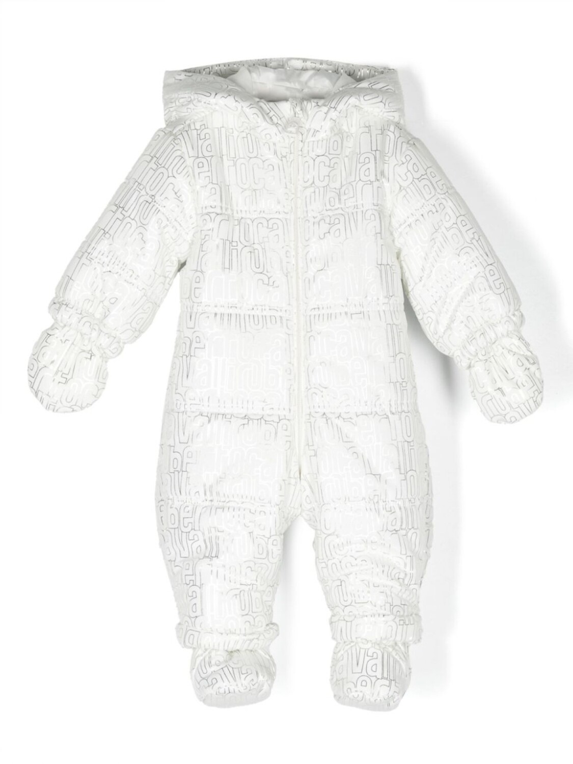 

Пуховик с капюшоном и логотипом Roberto Cavalli Junior, белый