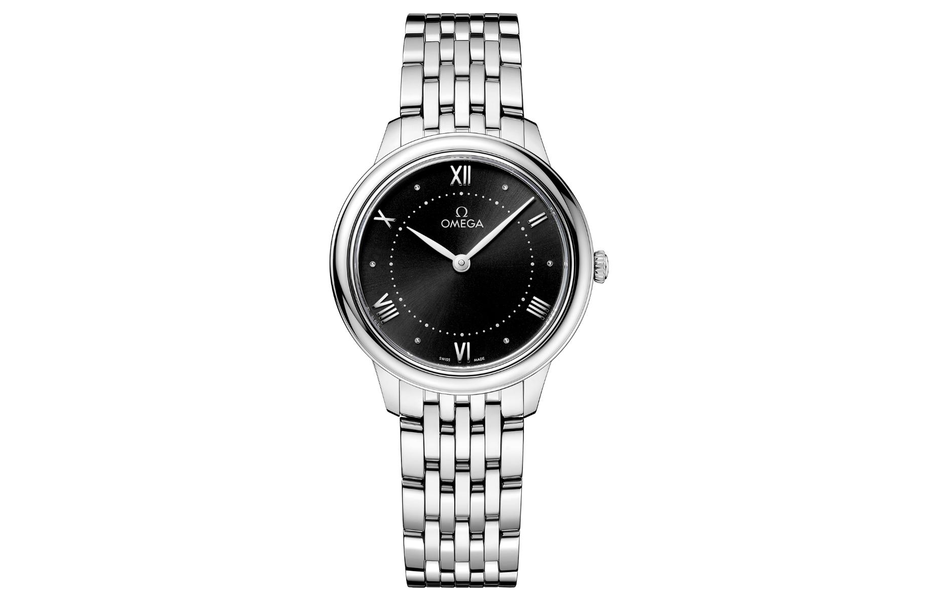 

OMEGA Часы Elegant Saucer Series Quartz Movement Women's Watch 30mm Black Dial Stainless Steel Case Stainless Steel Strap
