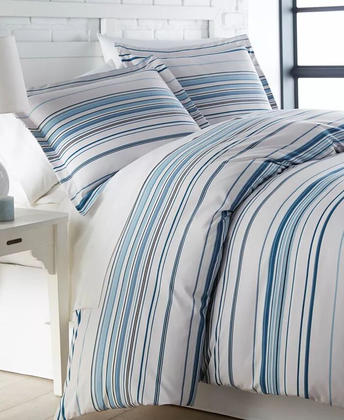 

Комплект из трех предметов: одеяло и накидка в полоску, Full/Queen Southshore Fine Linens, серый