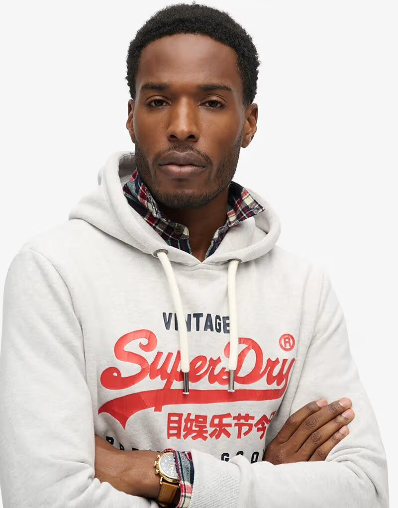 

Толстовка Superdry Duo с винтажным логотипом в цвете «ледниково-серый меланж»