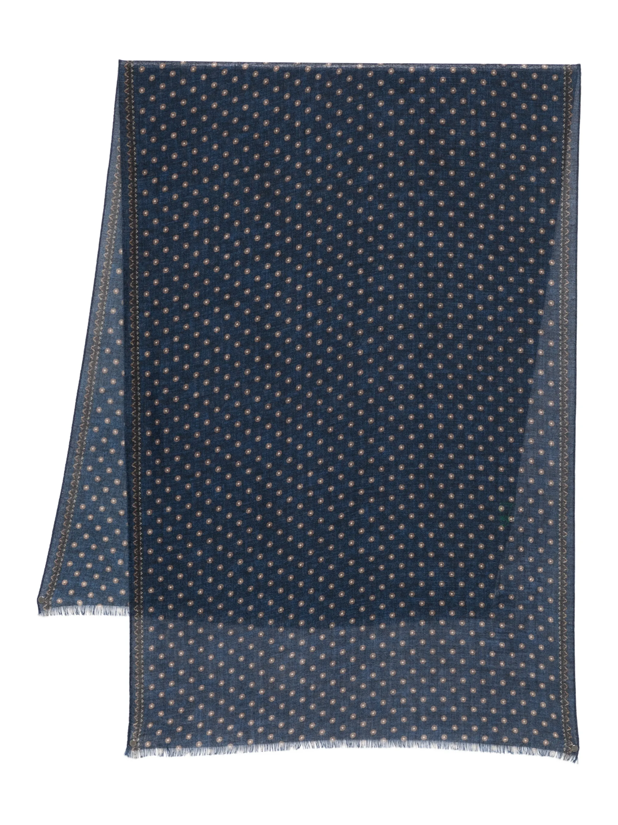 

Шарф в мелкую точку с бахромой Dell'Oglio, синий