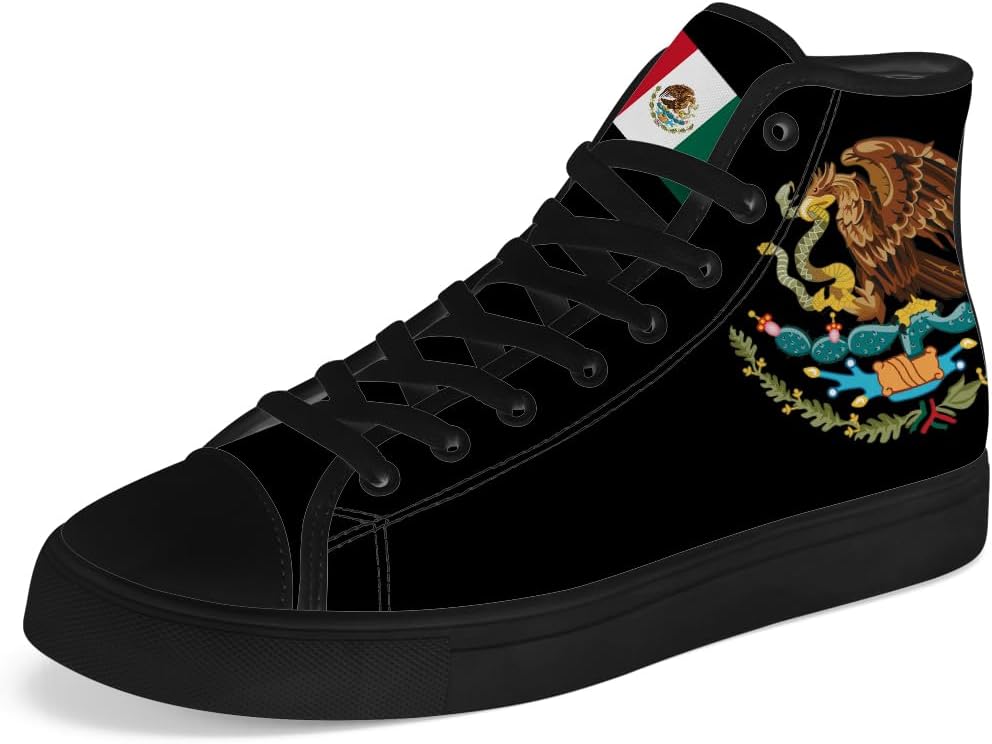 

Мужские и женские высокие кеды из ткани с флагом Мексики, с шнуровкой, повседневная обувь Chebing, черный