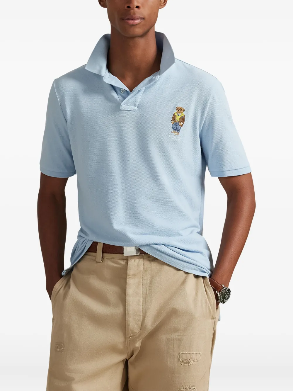 Поло с вышивкой в виде медвежонка Polo Polo Ralph Lauren, синий — фото 3