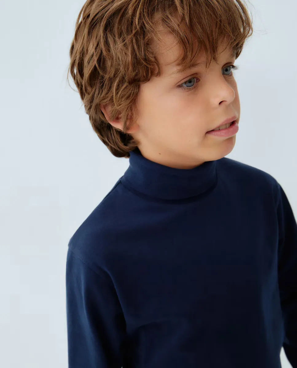 

Футболка с высоким воротником и длинными рукавами для мальчика Kids El Corte Inglés, темно-синий