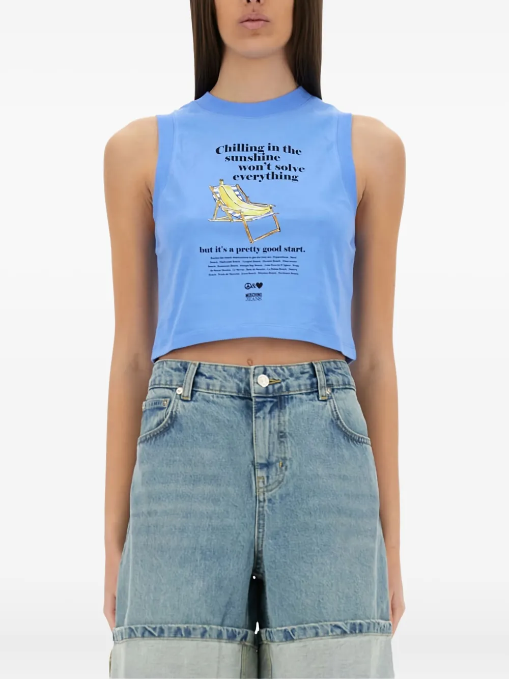 

Топ с графичным принтом MOSCHINO JEANS, синий