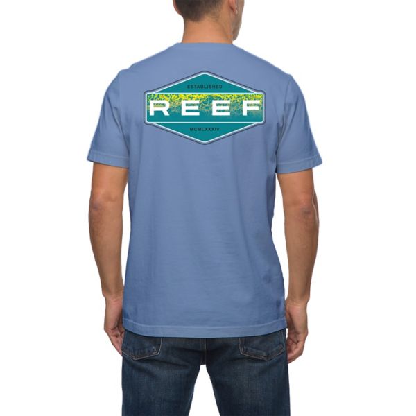 

Мужская футболка с графическим принтом в виде бочки Reef, цвет steel blue