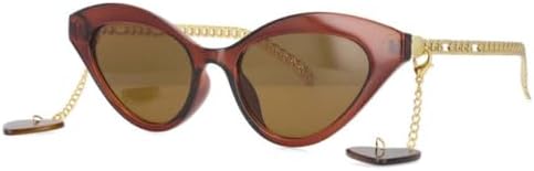 

Солнцезащитные очки 2027 года с подвеской в ​​виде сердца, металлической цепочкой и дужками, модные женские очки с защитой от УФ-излучения UV400, винтажные очки MTZJH, Tea