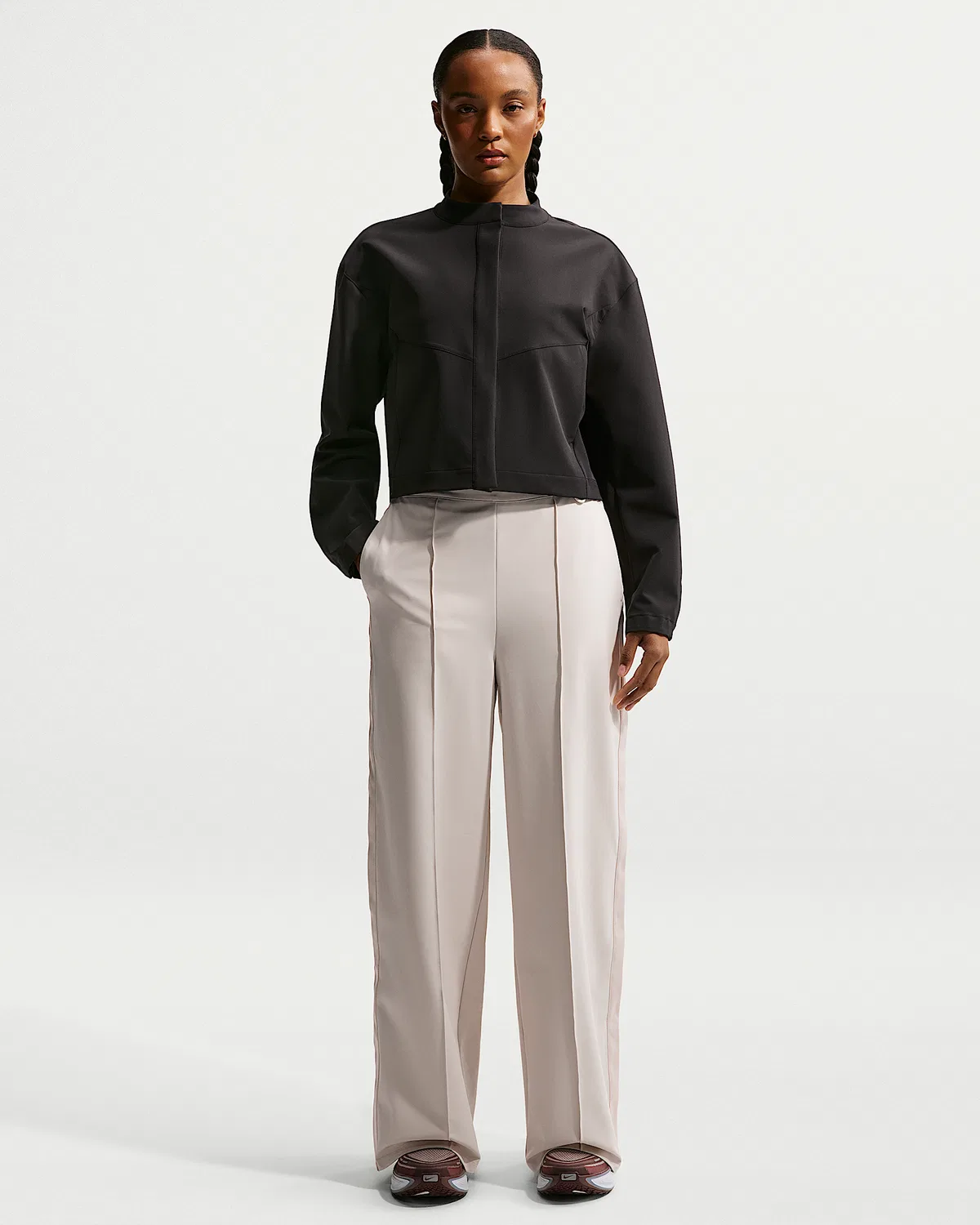 Женские спортивные штаны Nike 24.7 PerfectStretch Dri-FIT с высокой посадкой, свободного кроя, на отрывающихся застежках, Light Orewood Brown/Light Orewood Brown/Light Iron Ore
