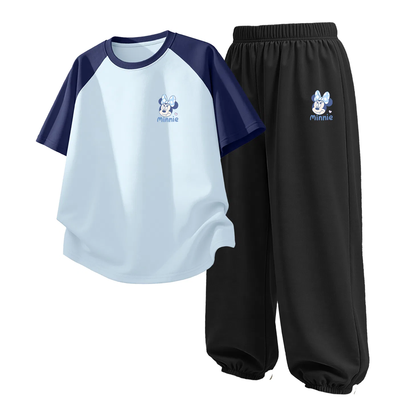 Детский спортивный костюм Casual Sportswear 2 Piece Set Disney, Dili Qiaopi Ni K Sky Blue+Dili Qiaopi Ni K Black