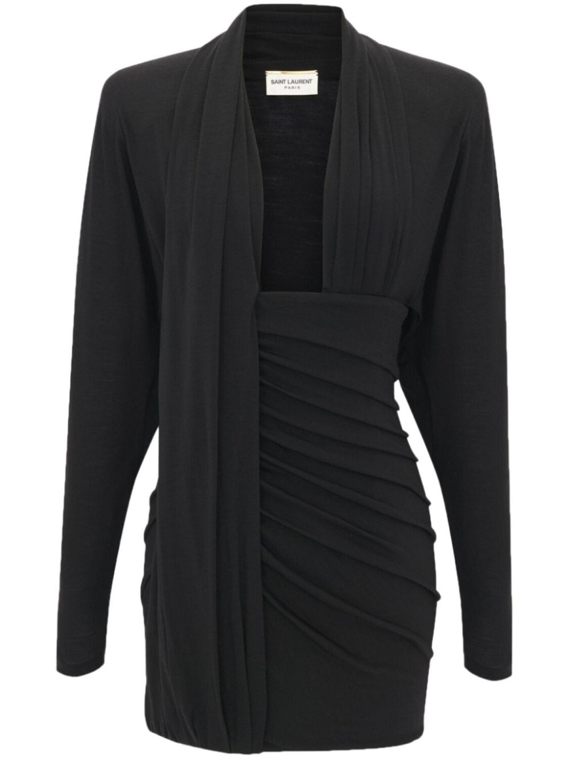 

Saint Laurent шерстяное платье с драпировкой, черный