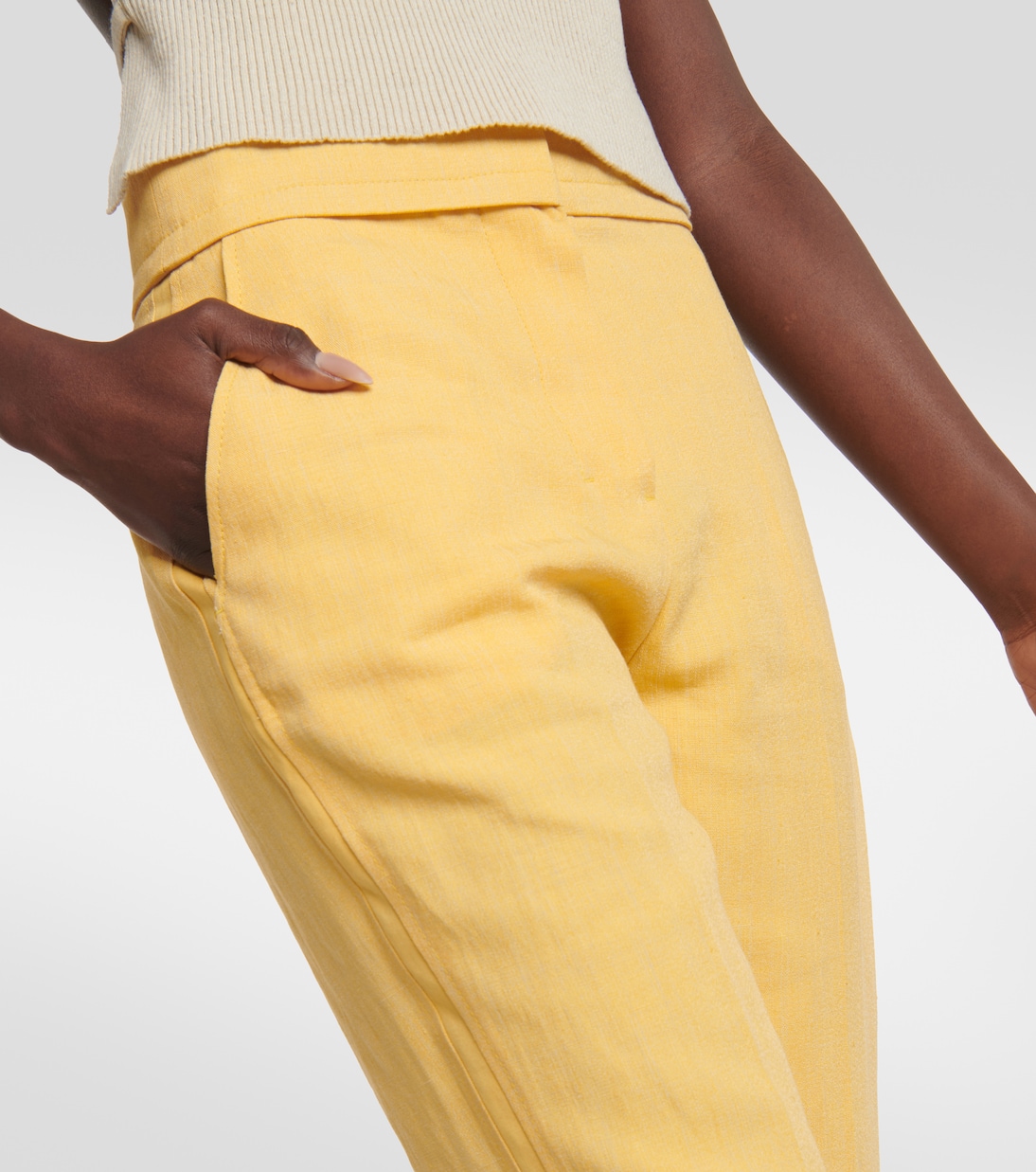Брюки Le Pantalon Tibau из смесового льна Jacquemus, желтый — фото 4