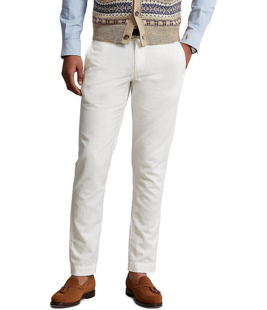 

Брюки классического кроя из смесового льна Polo Ralph Lauren, белый