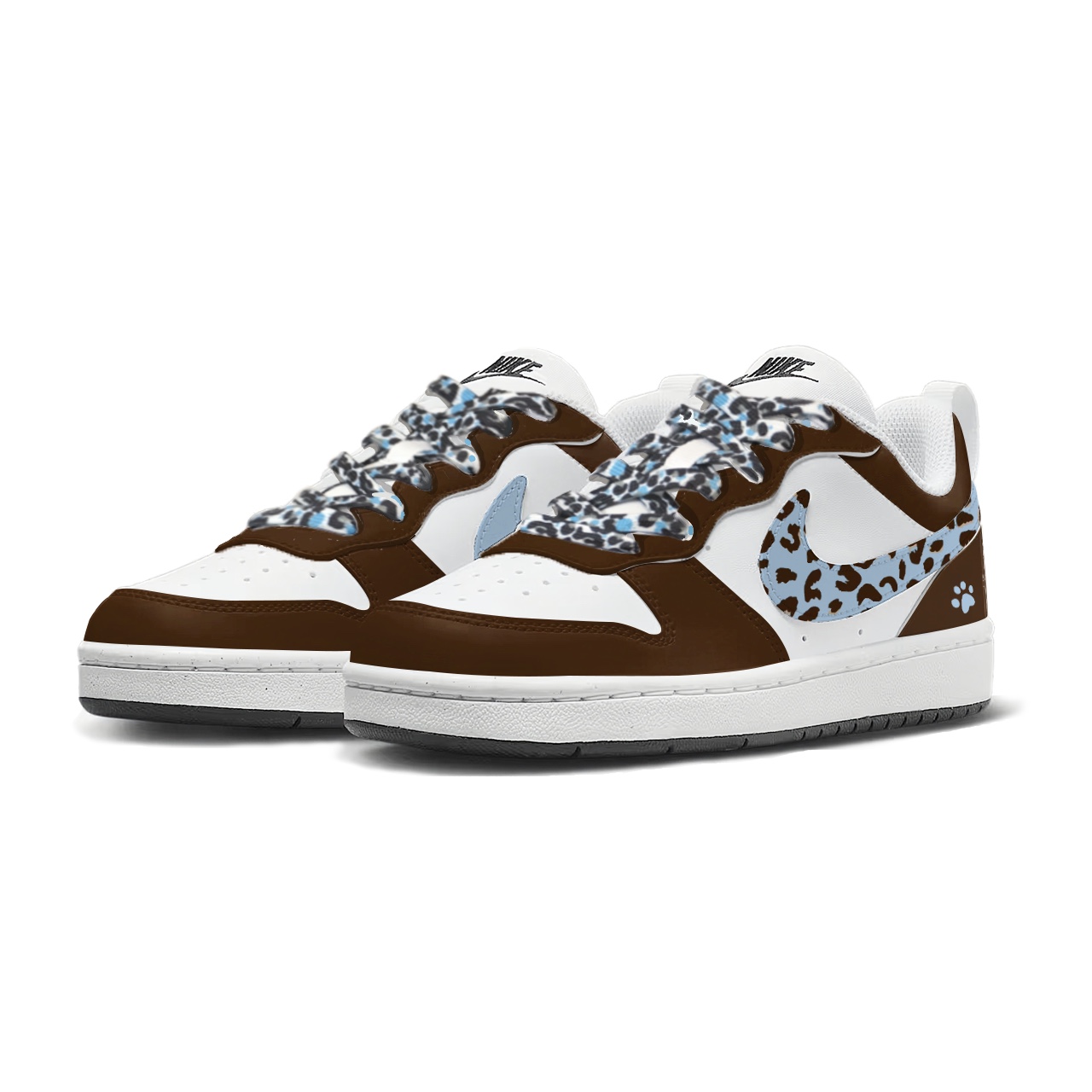 Court Borough Sugar Blue Leopard Low top Skateboard Shoes Kids' Nike, коричневый — фото 4