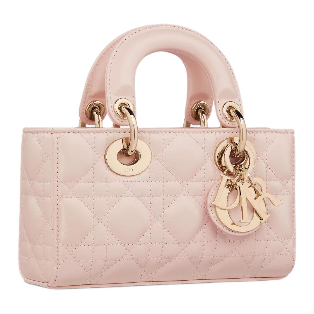 Dior Мини-сумочка Lady D Joy из овечьей кожи, женская, розовая — фото 4