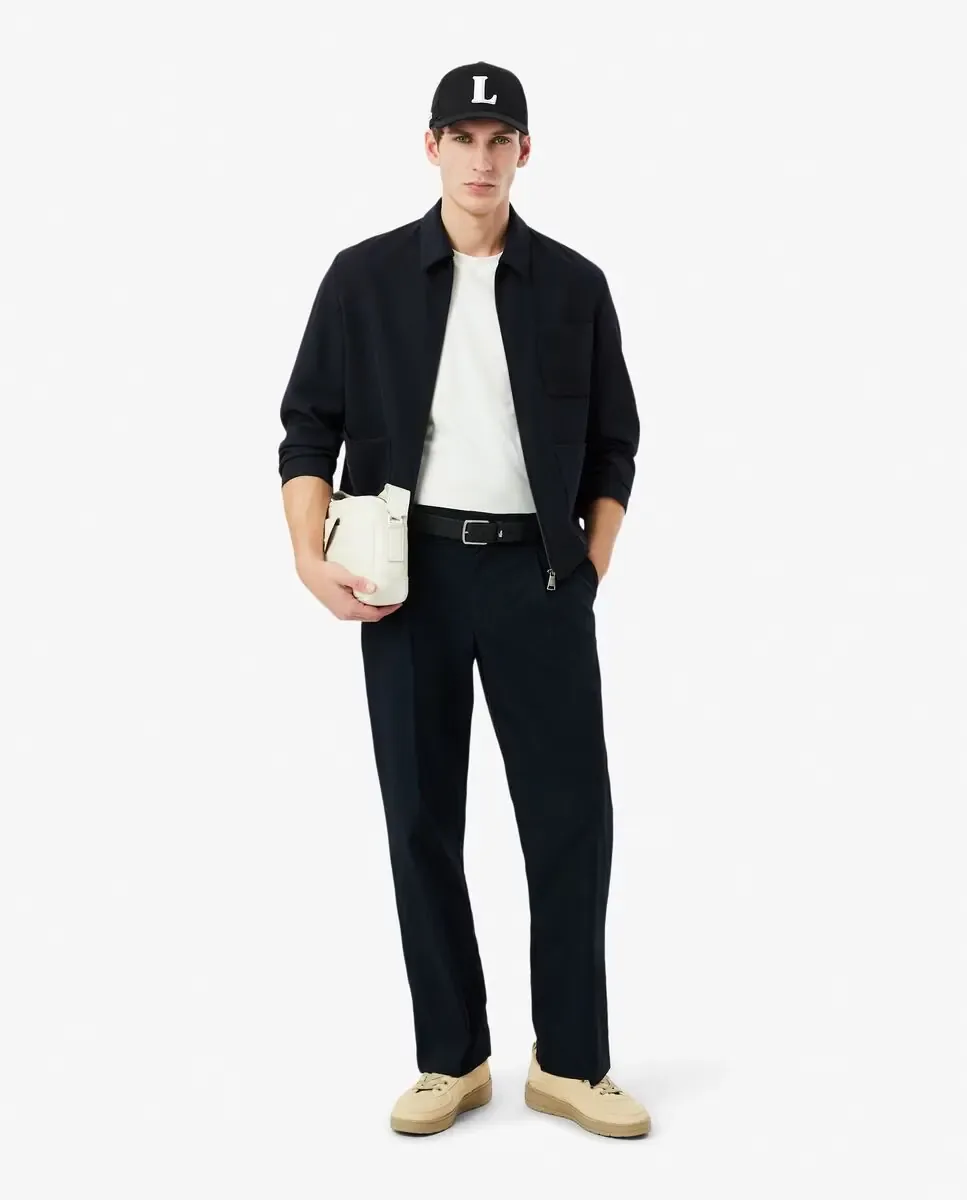 Lacoste Мужская куртка из твида из смесовой шерсти черного цвета — фото 4