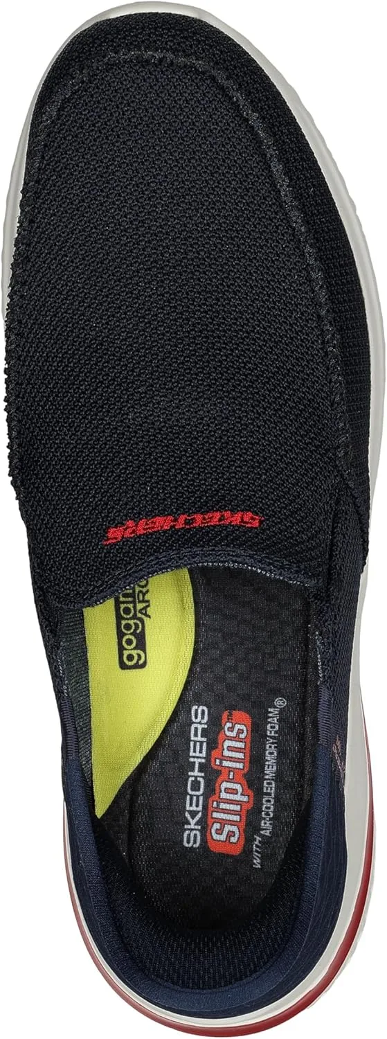 Мужские кроссовки Skechers Delson 3.0 Mooney с закругленным носком и шнурком на ремешке, темно-синий — фото 4