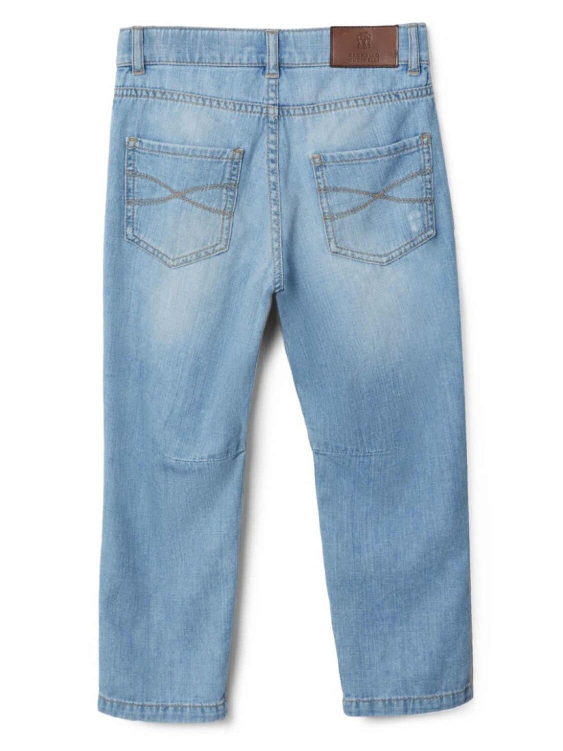Brunello Cucinelli Kids прямые джинсы с эффектом потертости, синий — фото 2