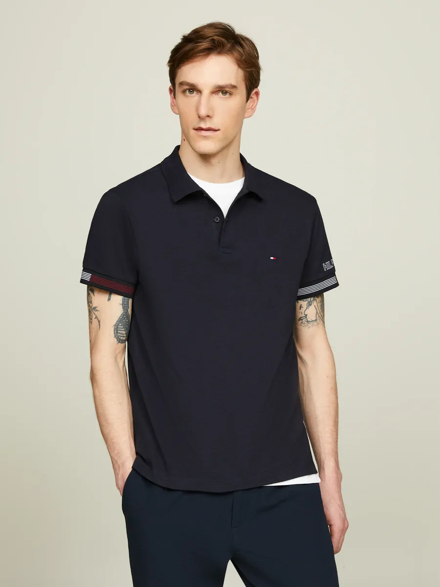 

Рубашка-поло Tommy Hilfiger "FLAG CUFF SLIM POLO", цвет Desert Sky