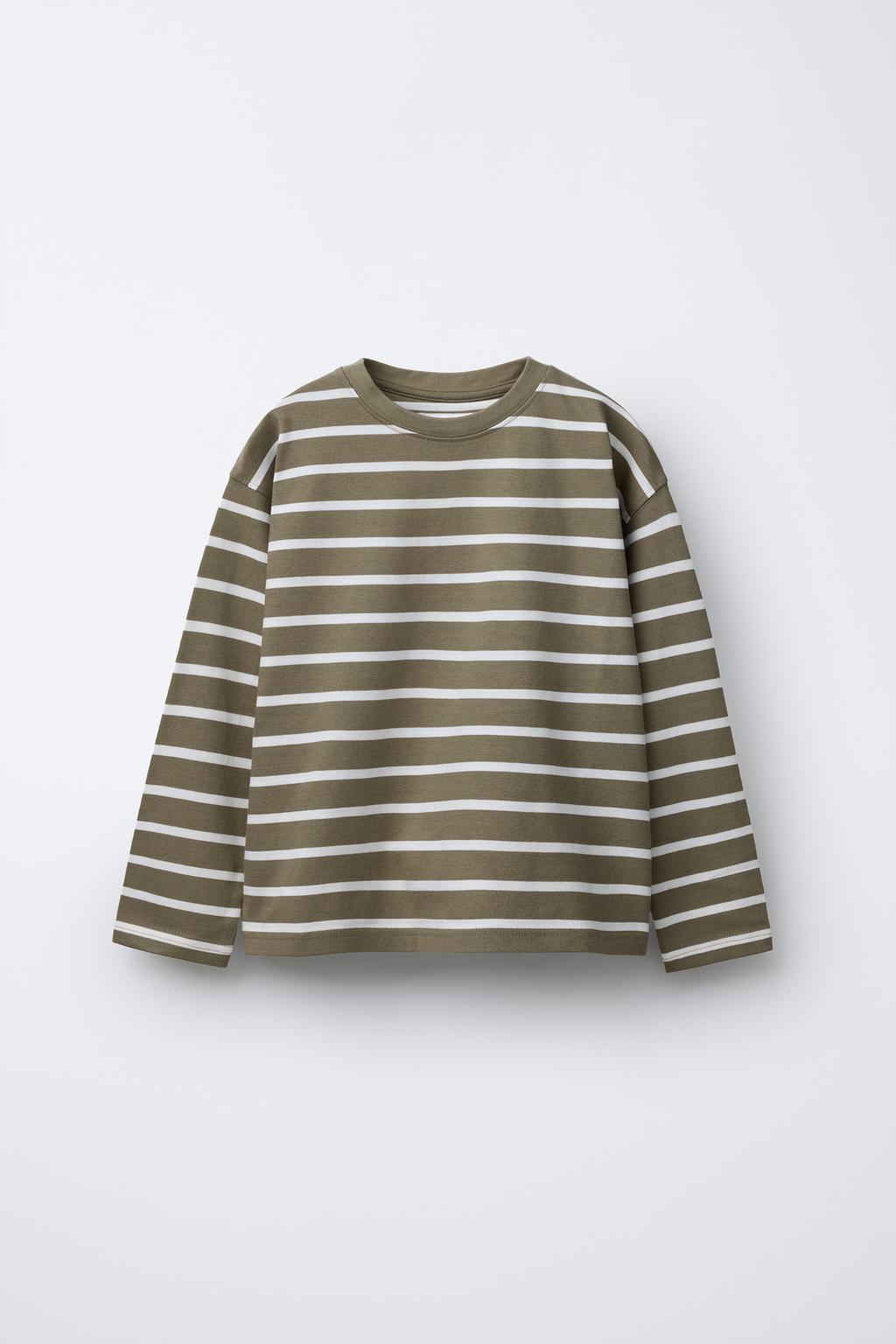 

Полосатая тяжеловесная футболка ZARA, зеленый