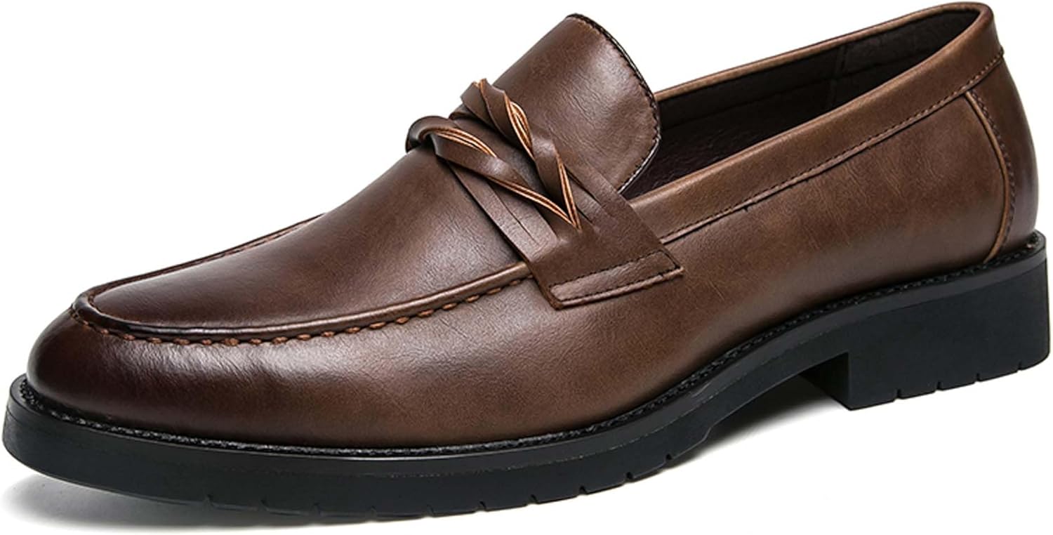 

Мужские повседневные лоферы на удобной подошве, модные туфли с круглым носком, подходящие для офиса, деловых встреч, работы и прогулок на улице Generic, коричневый