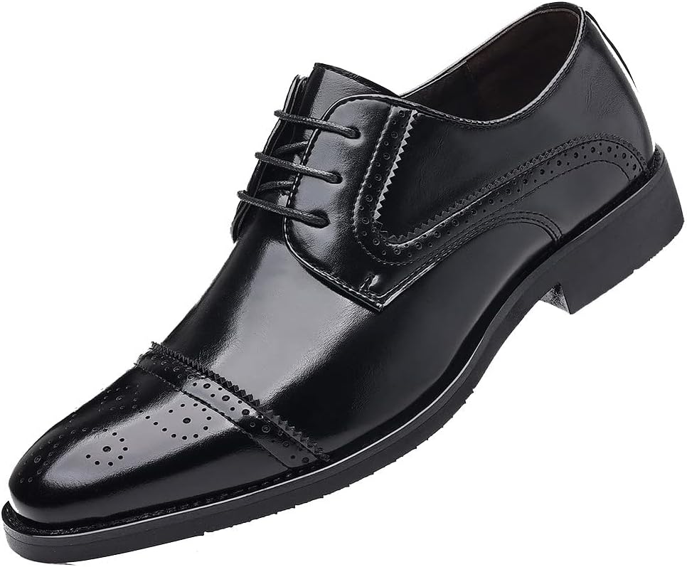 

Мужские оксфорды Santimon Semi-Brogue из кожи с крыловидным носком для официальных мероприятий, черный