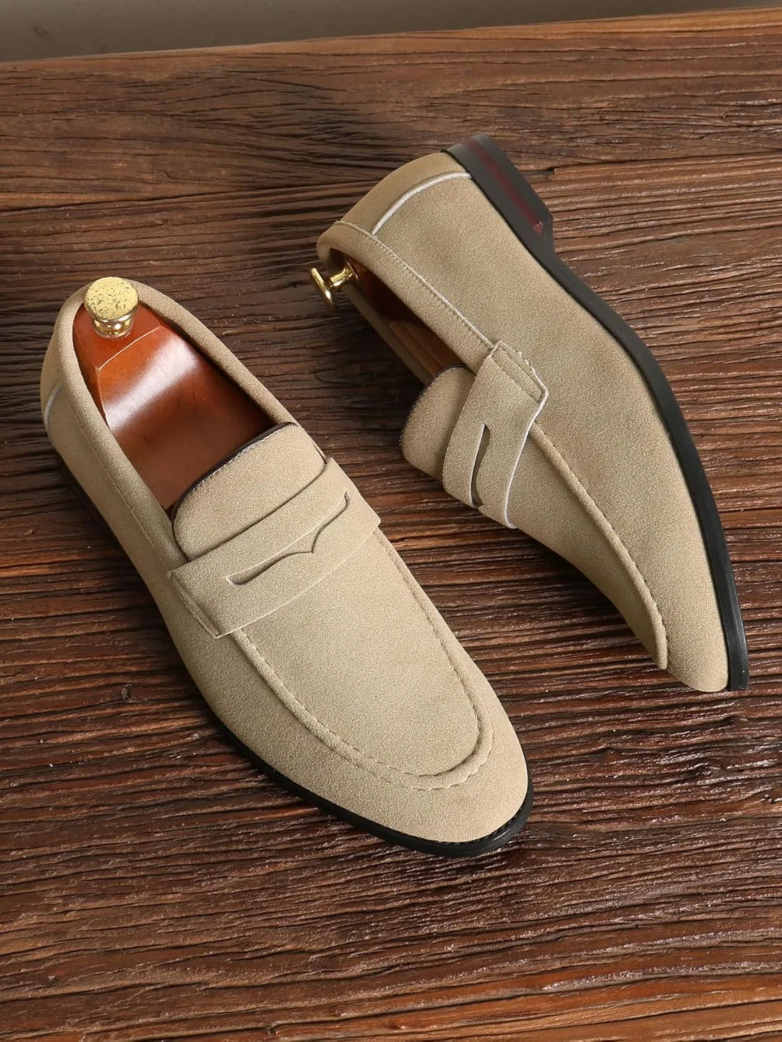 Лоферы кожаные Santimon Penny Loafers, бежевый — фото 4