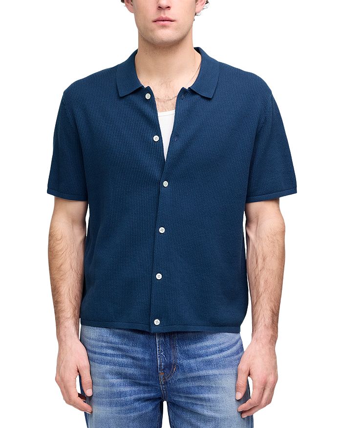 

Поло-свитер с рельефной вязкой Regular Fit Madewell, синий