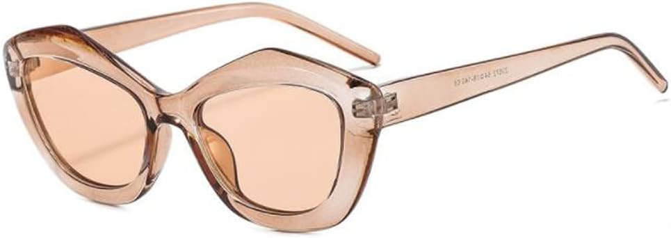 

Солнцезащитные очки необычной многоугольной формы для женщин, ретро-очки с гладкими дужками для мужчин, очки с защитой от УФ-излучения (светло-чайный цвет) Weloveushop, Light Tea