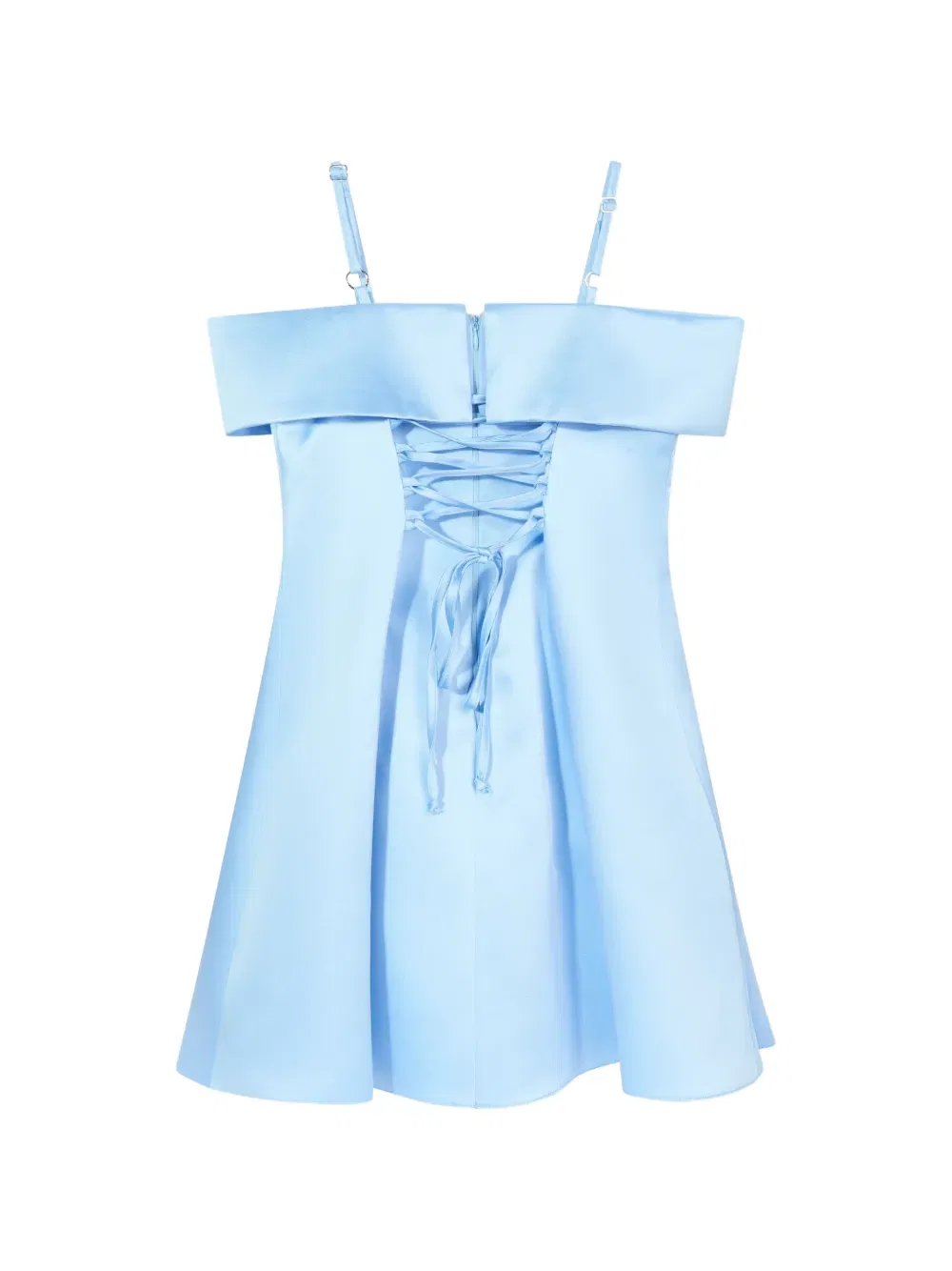 Мини-платье с цветочной аппликацией и открытыми плечами Dress & Fleur, синий — фото 2