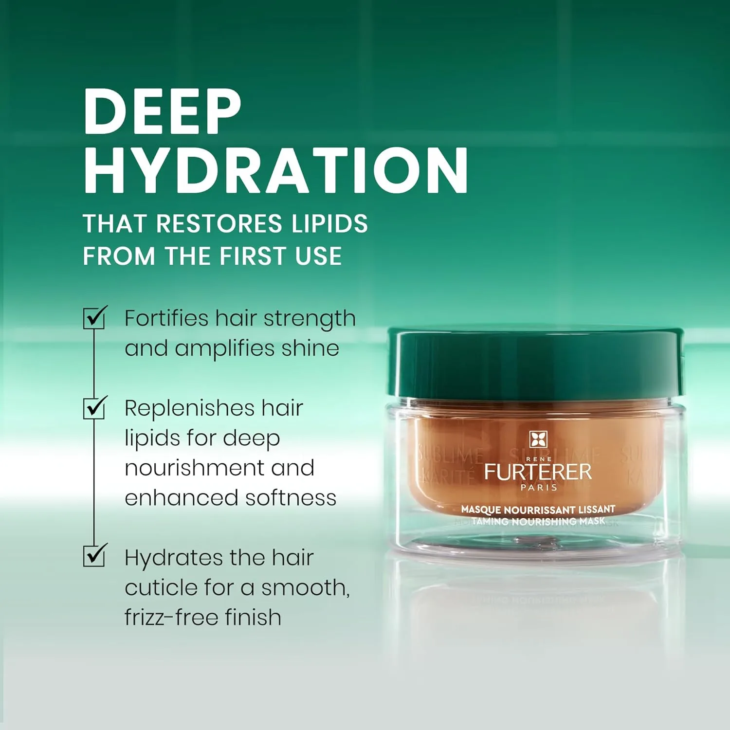 Питательная маска для лица Rene Furterer Sublime Karité Taming Nourishing Mask - масло ши, эфирное масло иланг-иланга и церамиды. 38,4 мл (1 шт.) — фото 2