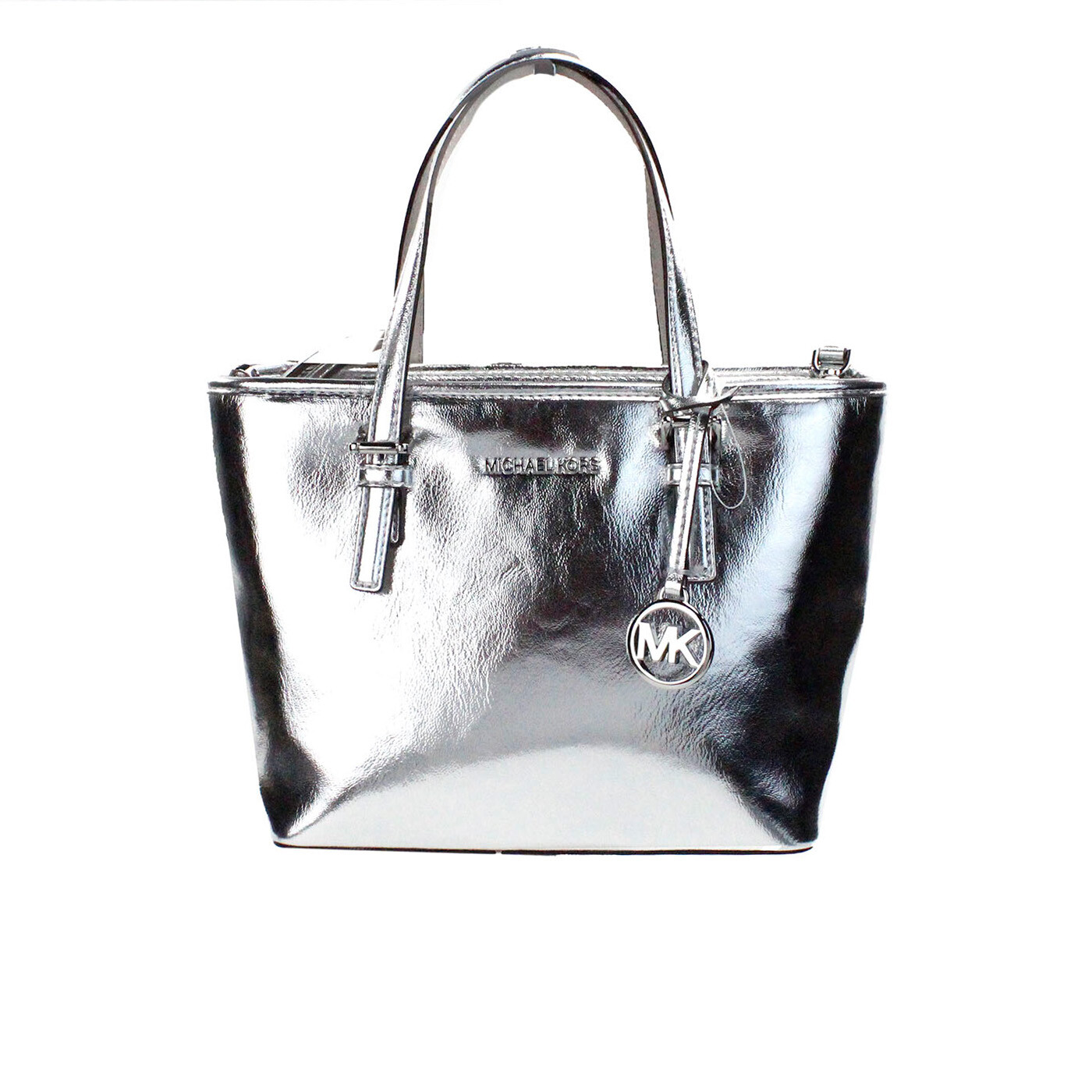 

Jet Set Серебряный металлик XS Carryall Top Zip Tote Сумка Кошелек Michael Kors