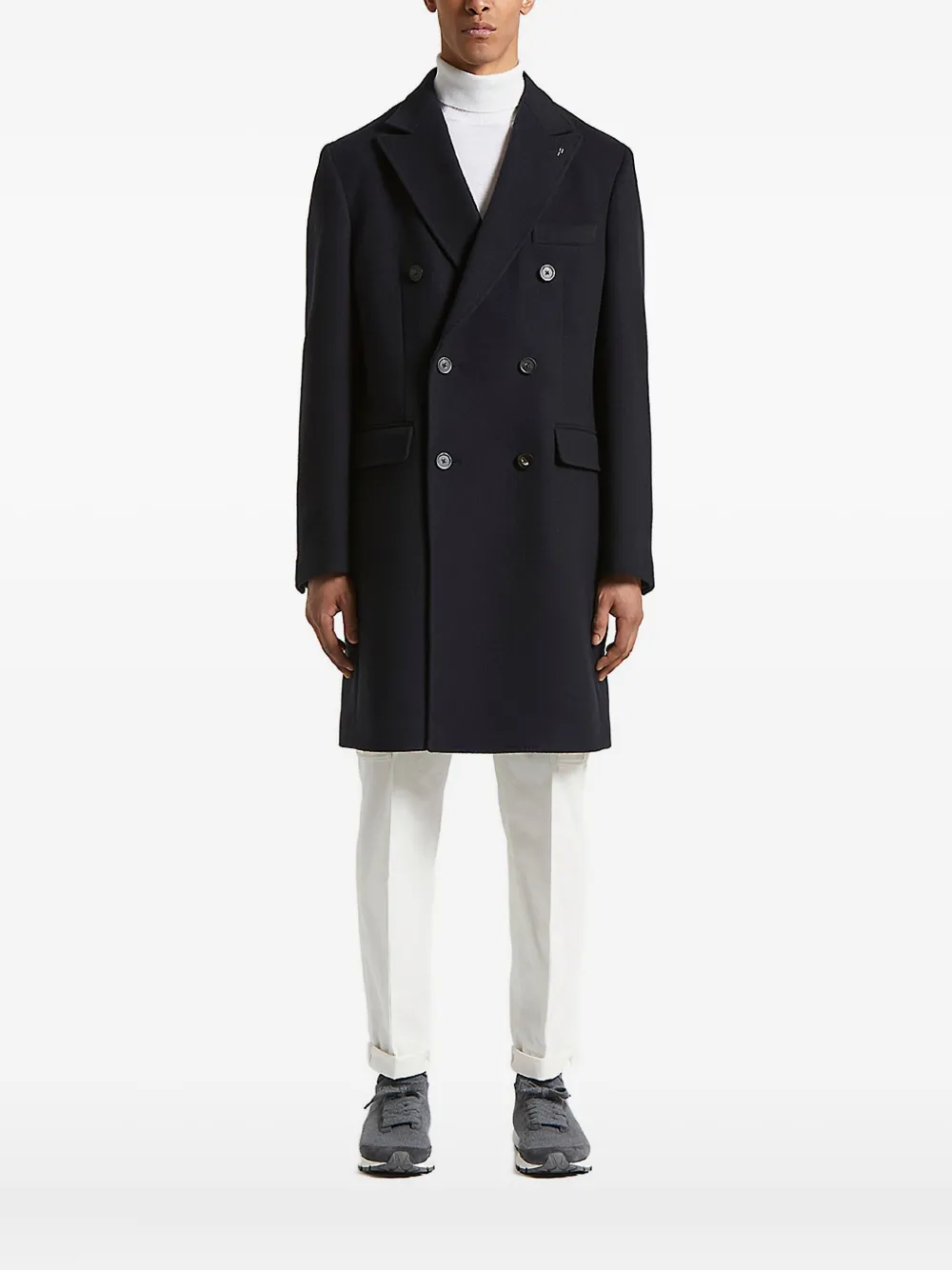 

Двубортное пальто с поясом Peserico, синий