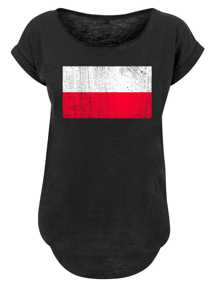 

F4NT4STIC Футболка с длинными рукавами, Польша, польский флаг, потертый черный цвет