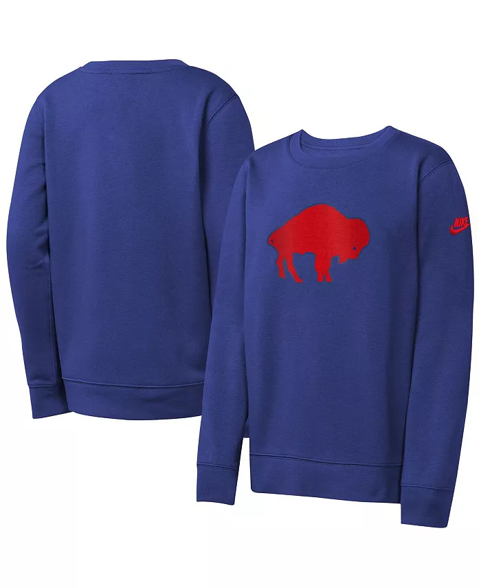 

Толстовка Royal Buffalo Bills Rewind Essential с круглым вырезом для больших мальчиков и девочек Nike