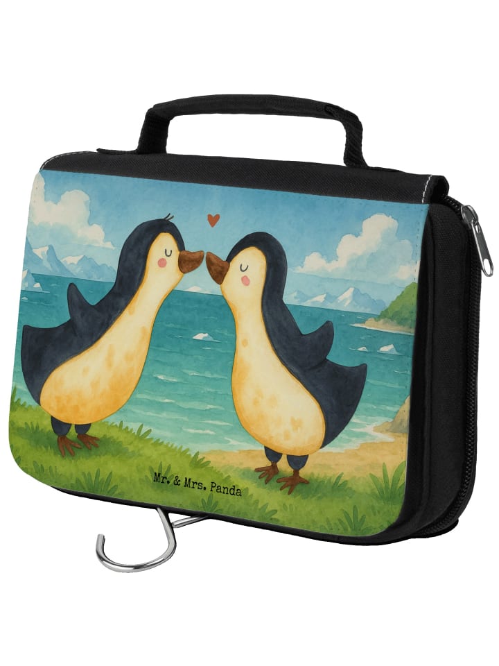 

Mr. & Mrs. Panda Косметичка с рисунком «поцелуй пингвина», без надписи, белого цвета