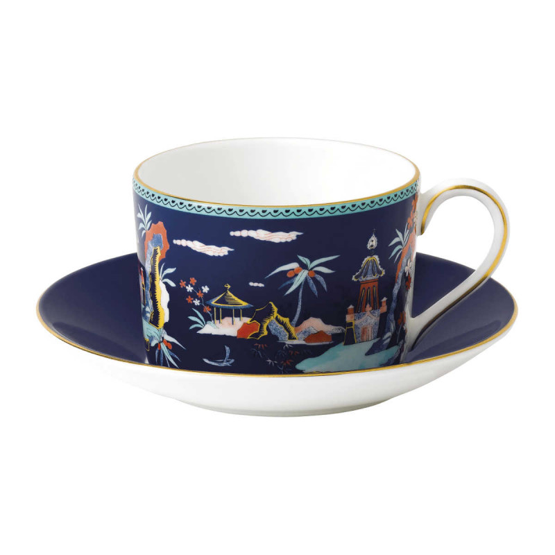 

Чашка чайная Wonderlust Blue Pagoda 0,15 л с блюдцем 14 см, 2 предм Wedgwood, красочный