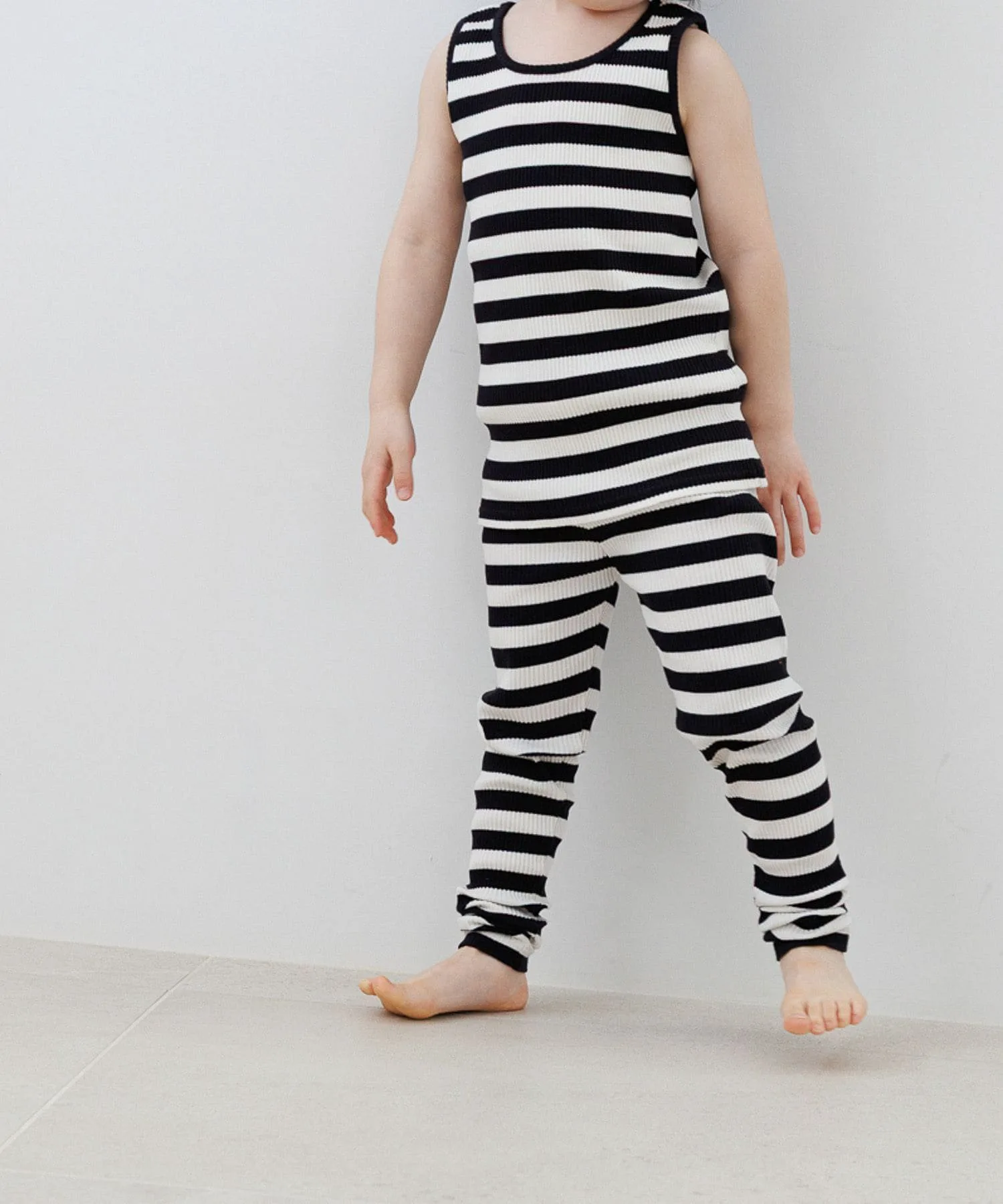 Полосатые ребристые леггинсы Lowrys Farm, Black x Off-white (09)