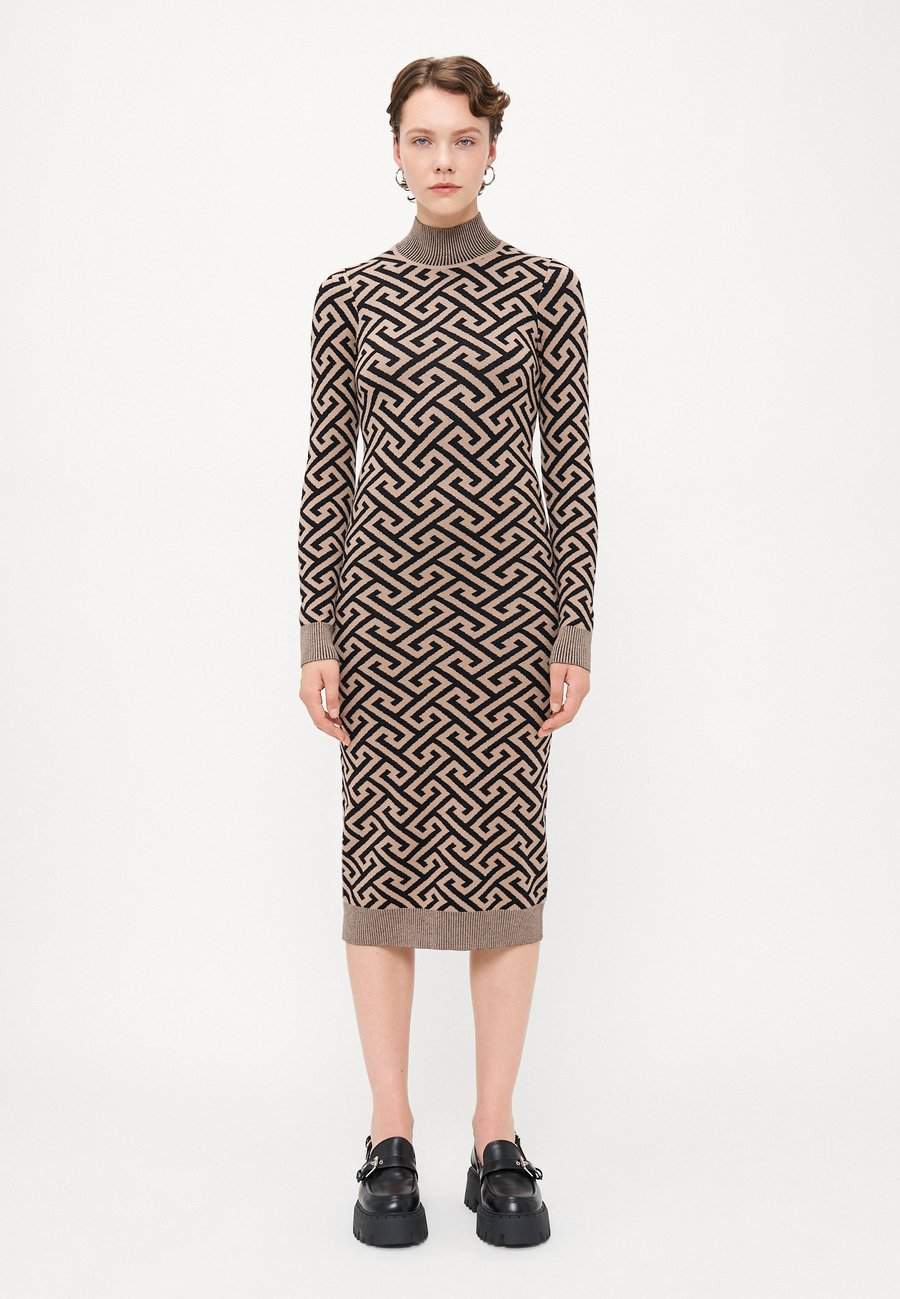 

Платье Vero Moda Tall VMARIA ART HIGH NECK CALF DRESS , Black/Silver Mink/Black