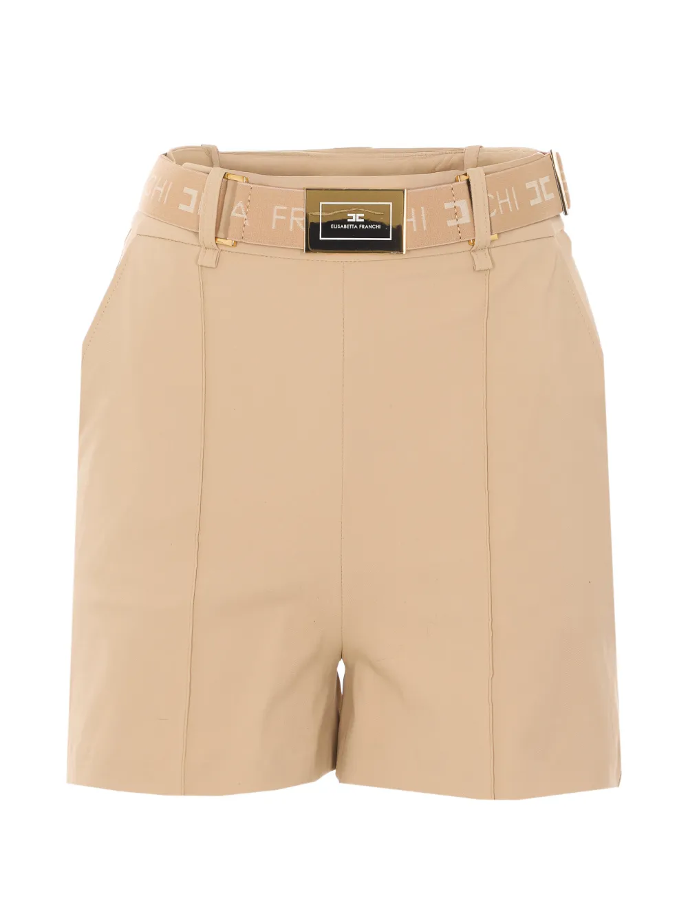 

Шорты с поясом с логотипом Elisabetta Franchi, бежевый