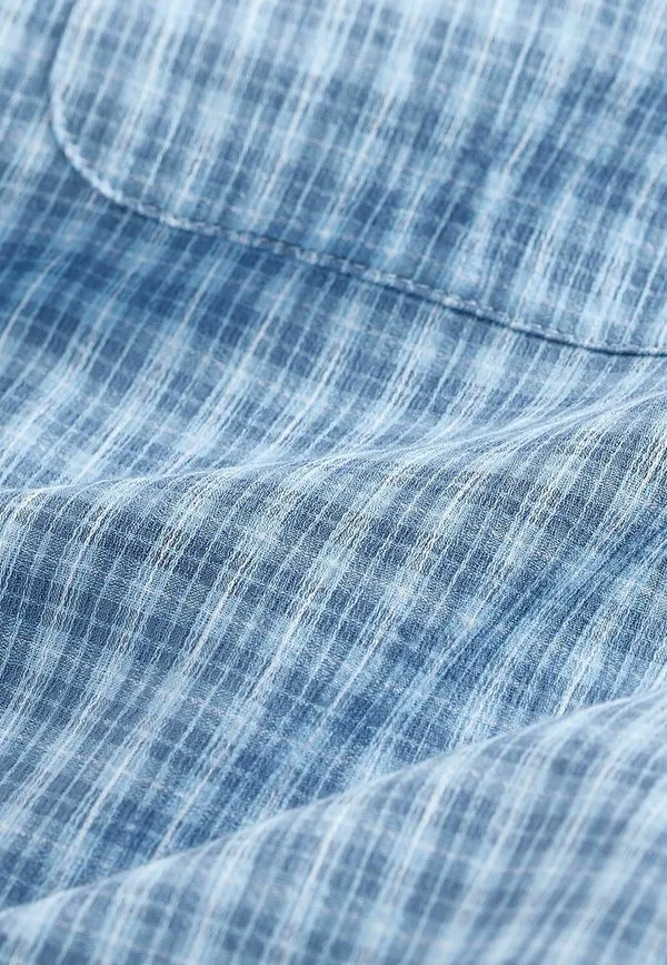 Рубашка с длинными рукавами в мелкую клетку стандартного кроя Next, Light Blue — фото 3