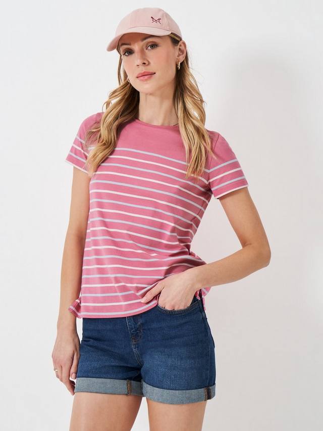 

Футболка в бретонскую полоску Crew Clothing, розовый