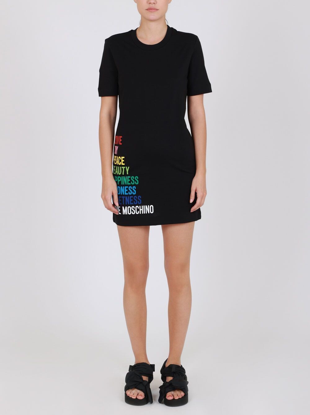 

Черное хлопковое женское платье LOVE MOSCHINO